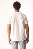 Erkek Sakura Baskılı Bisiklet Yaka Regular Fit Tişört %100 Pamuk - Fildişi