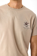 Erkek Sakura Baskılı Bisiklet Yaka Regular Fit Tişört %100 Pamuk - Vizon