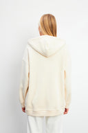Kadın Sallina Kapüşonlu Fermuarlı Oversize Sweatshirt - Kemik