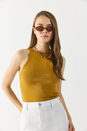 Kadın Sandra Halter Top Crop Atlet - Bakır