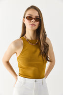 Kadın Sandra Halter Top Crop Atlet - Bakır