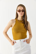 Kadın Sandra Halter Top Crop Atlet - Bakır