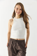 Kadın Sandra Halter Top Crop Atlet - Fildişi