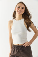 Kadın Sandra Halter Top Crop Atlet - Fildişi