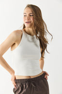 Kadın Sandra Halter Top Crop Atlet - Fildişi