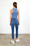 Kadın Sandra Halter Top Crop Atlet - Mavi