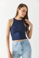 Kadın Sandra Halter Top Crop Atlet - Navy