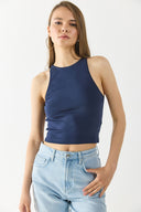 Kadın Sandra Halter Top Crop Atlet - Navy