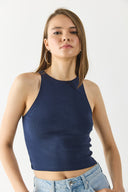 Kadın Sandra Halter Top Crop Atlet - Navy