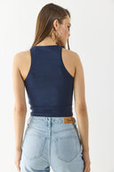 Kadın Sandra Halter Top Crop Atlet - Navy