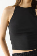 Kadın Sandra Halter Top Crop Atlet - Siyah