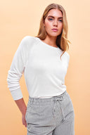 Kadın Sarah Bisiklet Yaka Basic Triko Kazak - Fildişi
