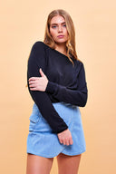 Kadın Sarah Bisiklet Yaka Basic Triko Kazak - Lacivert