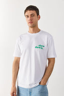 Erkek Self Baskılı Tişört %100 Pamuk - Beyaz