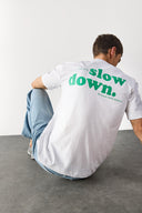 Erkek Self Baskılı Tişört %100 Pamuk - Beyaz