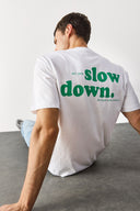 Erkek Self Baskılı Tişört %100 Pamuk - Beyaz