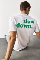 Erkek Self Baskılı Tişört %100 Pamuk - Beyaz