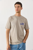 Erkek Self Baskılı Tişört %100 Pamuk - Gri