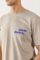 Erkek Self Baskılı Tişört %100 Pamuk - Gri