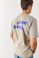 Erkek Self Baskılı Tişört %100 Pamuk - Gri