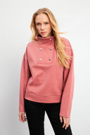 Kadın Sera Dik Yaka Sweatshirt - Gülkurusu