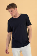 Erkek Simon Bisiklet Yaka Cep Detaylı Basic Tişört %100 Pamuk - Siyah