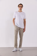 Erkek Simon Bisiklet Yaka Cep Detaylı Basic Tişört %100 Pamuk - Beyaz