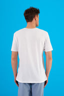 Erkek Simon Bisiklet Yaka Cep Detaylı Basic Tişört %100 Pamuk - Beyaz