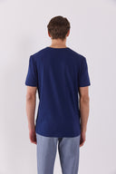 Erkek Simon Bisiklet Yaka Cep Detaylı Basic Tişört %100 Pamuk - Lacivert