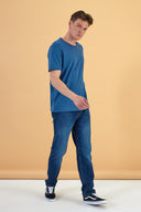 Erkek Simon Bisiklet Yaka Cep Detaylı Basic Tişört %100 Pamuk - Navy