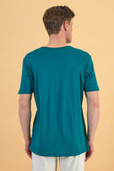 Erkek Simon Bisiklet Yaka Cep Detaylı Basic Tişört %100 Pamuk - Orman