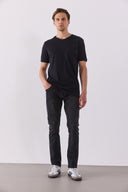 Erkek Simon Bisiklet Yaka Cep Detaylı Basic Tişört %100 Pamuk - Siyah