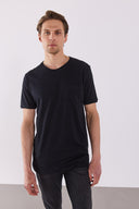 Erkek Simon Bisiklet Yaka Cep Detaylı Basic Tişört %100 Pamuk - Siyah