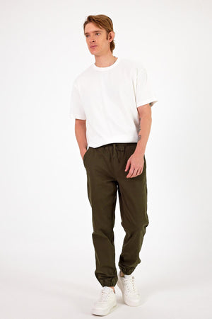 Erkek Simon Slim Fit Gabardin Jogger Pantolon - Haki