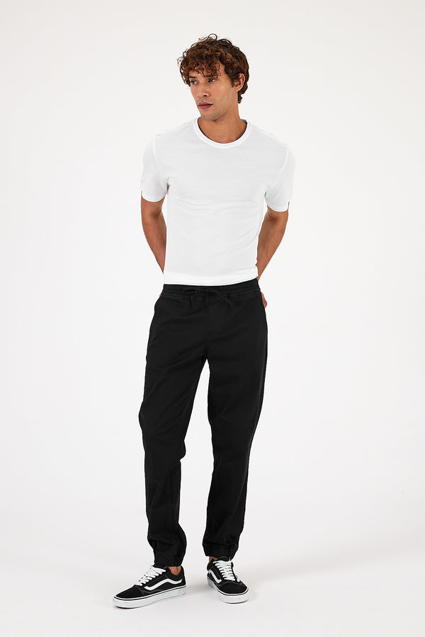 Erkek Simon Slim Fit Gabardin Jogger Pantolon - Siyah
