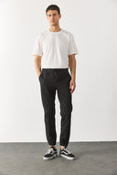 Erkek Simon Slim Fit Gabardin Jogger Pantolon - Siyah