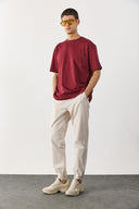 Erkek Simon Slim Fit Gabardin Jogger Pantolon - Taş