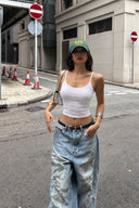 Slim Fit İp Askılı Atlet-Beyaz