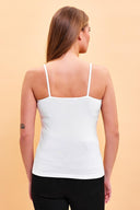 Kadın Slim Fit İp Askılı Atlet - Fildişi