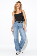 Slim Fit İp Askılı Atlet-Siyah