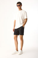 Erkek Smith Şort %100 Keten - Siyah
