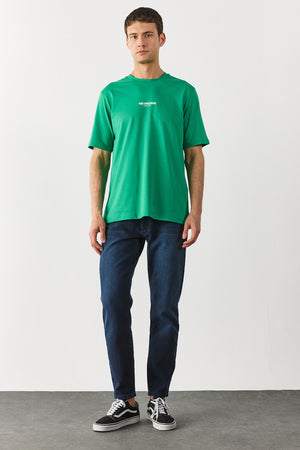 Erkek Smith Premium Blue Black Tapered Fit Jean Pantolon - Blue Black