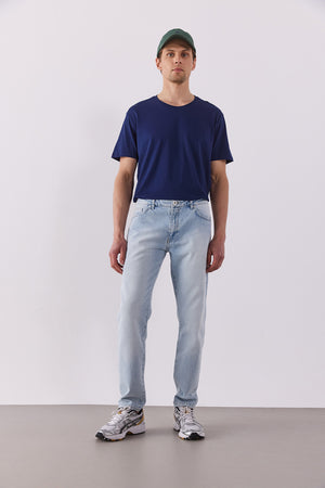 Erkek Smith Sky Blue Tapered Fit Jean Pantolon - Sky Blue