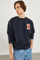 Erkek Space Baskılı Sweatshirt - Navy