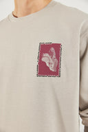 Erkek Space Baskılı Sweatshirt - Buz Gri