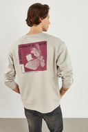 Erkek Space Baskılı Sweatshirt - Buz Gri