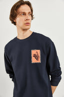 Erkek Space Baskılı Sweatshirt - Navy