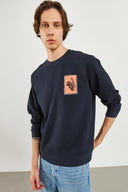 Erkek Space Baskılı Sweatshirt - Navy