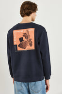 Erkek Space Baskılı Sweatshirt - Navy