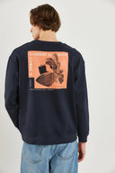 Erkek Space Baskılı Sweatshirt - Navy